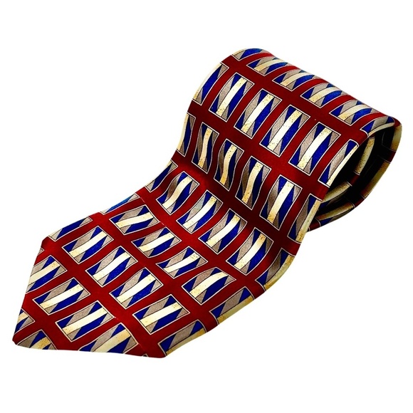 Robert Talbott Best of Class Extra Long Red gold Blue Silk Necktie Tie - Picture 1 of 5